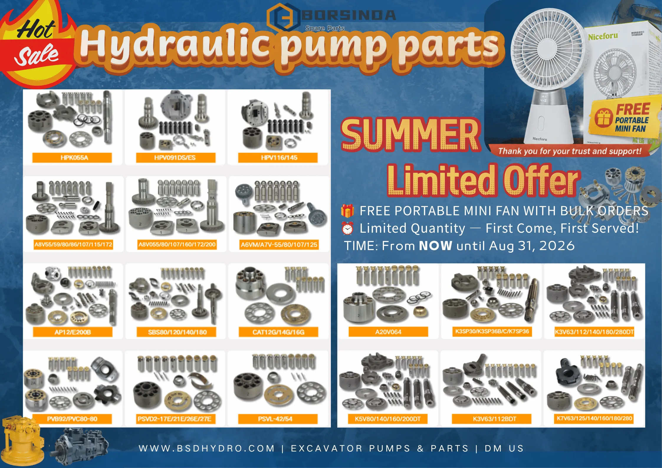 Summer Promotion 2026: Free Gift for Bulk Orders of Excavator Hydraulic Pump Parts | BORSINDA HYDRAULIC(pic1) Summer Promotion 2026: Free Gift for Bulk Orders of Excavator Hydraulic Pump Parts | BORSINDA HYDRAULIC(pic1)